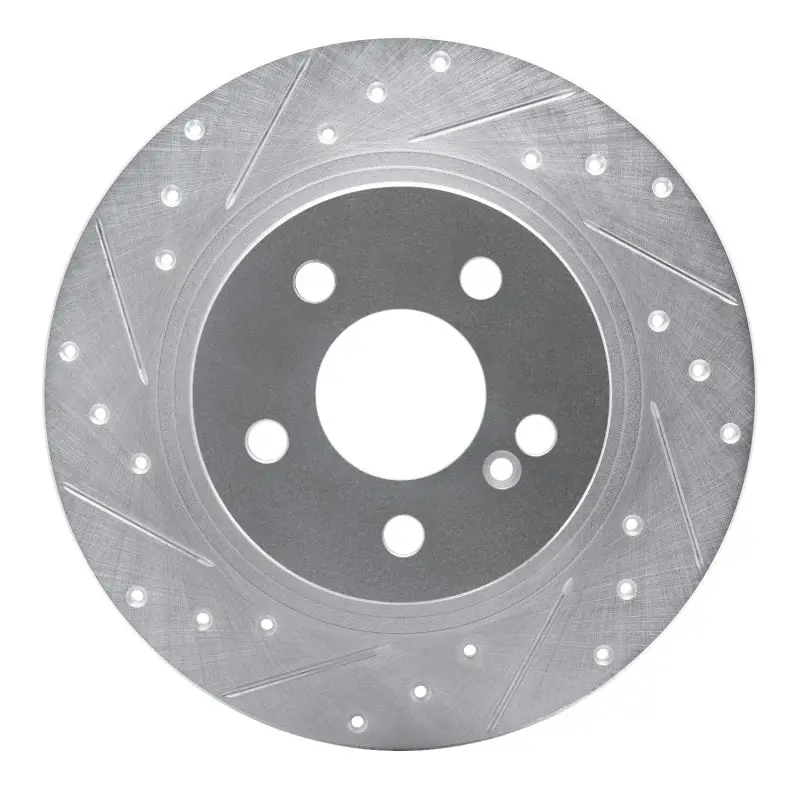 R1 08-15 Mercedes-Benz C300 Sedan Rear Left Drilled & Slotted Silver Brake Rotor 1