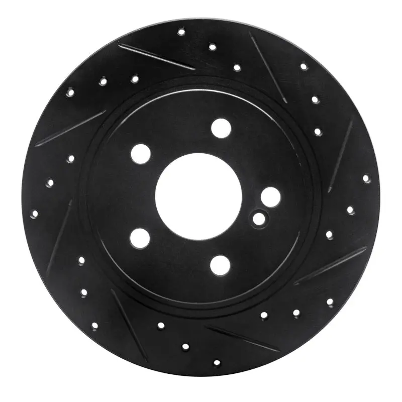 R1 08-15 Mercedes-Benz C300 Sedan Rear Right Drilled & Slotted Black Brake Rotor 1