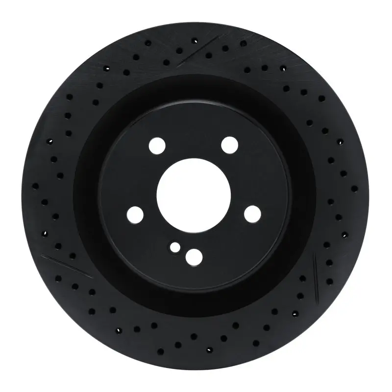 R1 08-15 Mercedes-Benz C63 Amg Rear Drilled & Slotted Black Brake Rotor 1