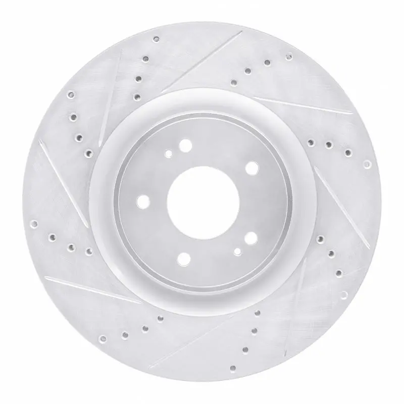 R1 08-15 Mitsubishi Lancer Front Left Drilled & Slotted Silver Brake Rotor 1