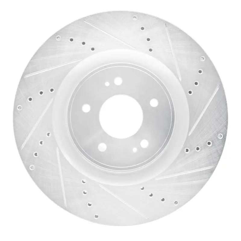 R1 08-15 Mitsubishi Lancer Front Right Drilled & Slotted Silver Brake Rotor 1