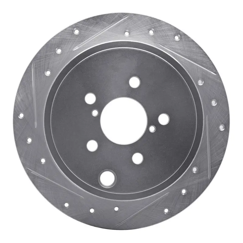 R1 08-15 Subaru Impreza Rear Left Drilled & Slotted Silver Brake Rotor 1