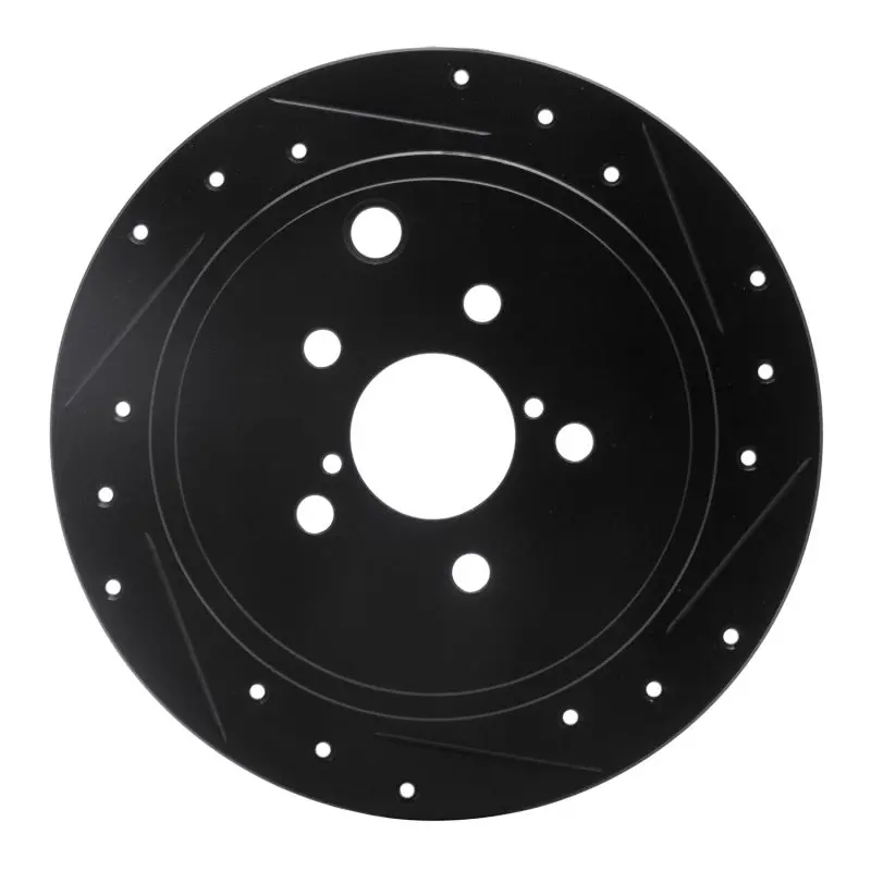 R1 08-15 Subaru Outback Rear Right Drilled & Slotted Black Brake Rotor 1