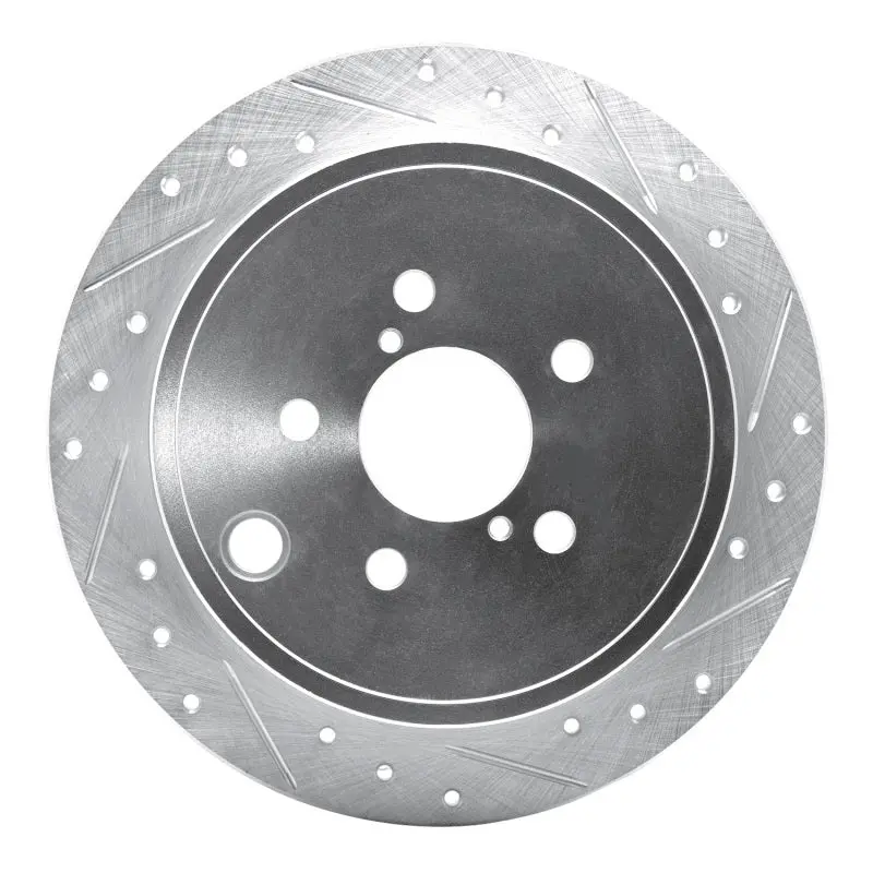 R1 08-15 Subaru Wrx Rear Right Drilled & Slotted Silver Brake Rotor 1