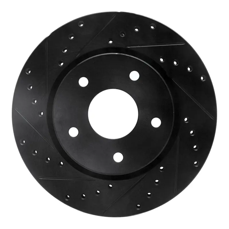 R1 08-16 Chrysler Town & Country Front Left Drilled & Slotted Black Brake Rotor 1