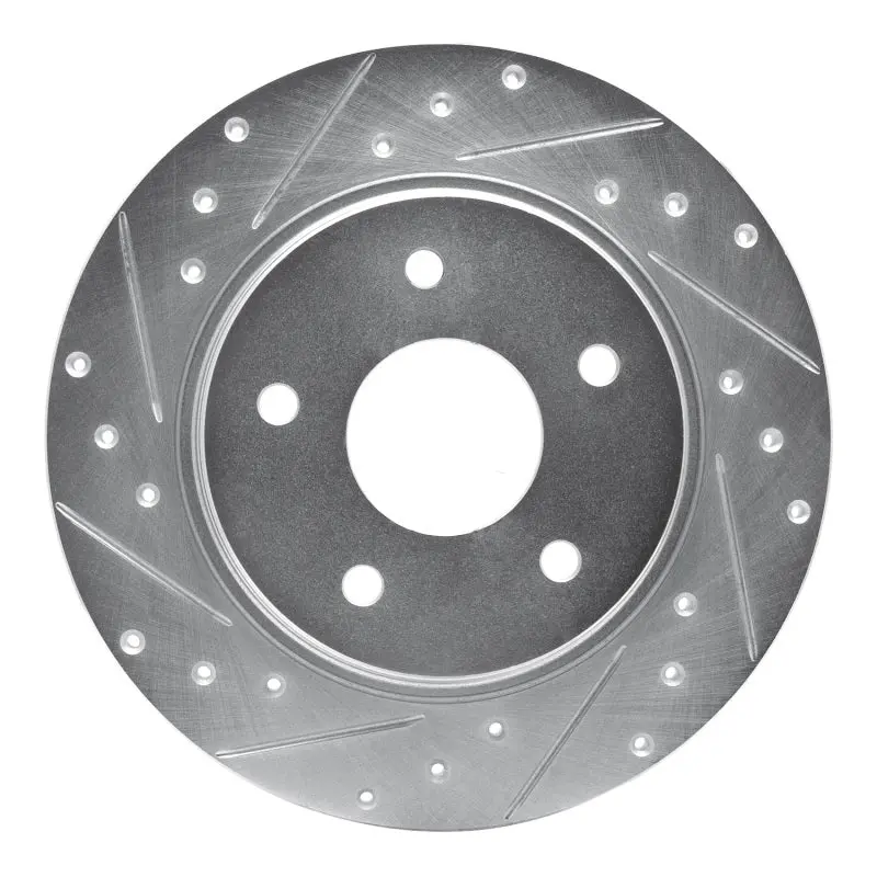R1 08-16 Chrysler Town & Country Rear Left Drilled & Slotted Silver Brake Rotor 1