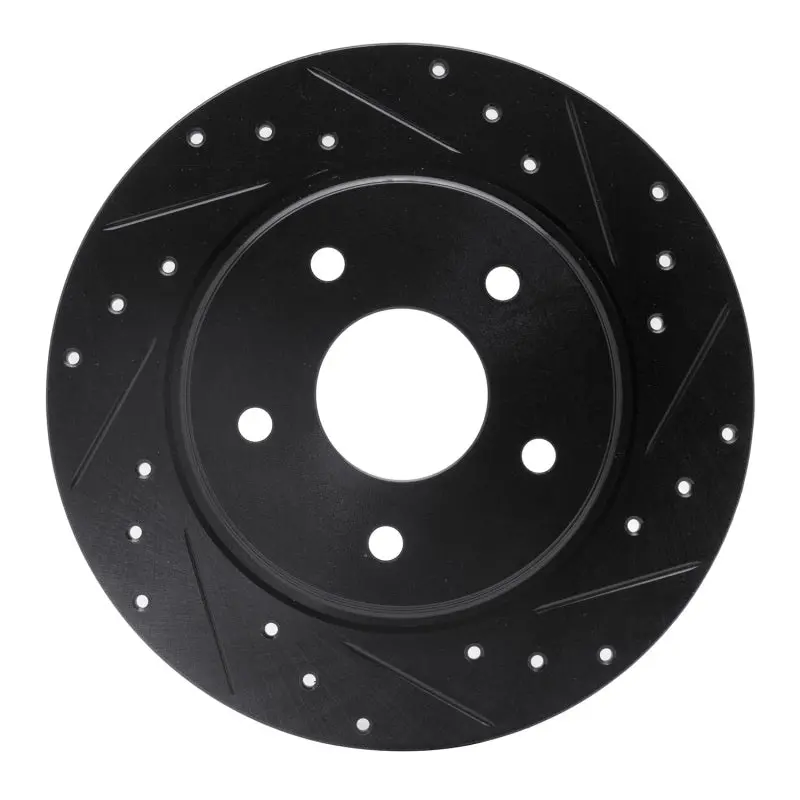 R1 08-16 Chrysler Town & Country Rear Right Drilled & Slotted Black Brake Rotor 1