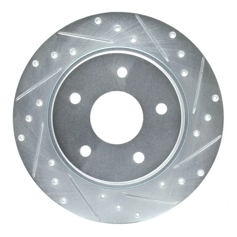 R1 08-16 Chrysler Town & Country Rear Right Drilled & Slotted Silver Brake Rotor 1