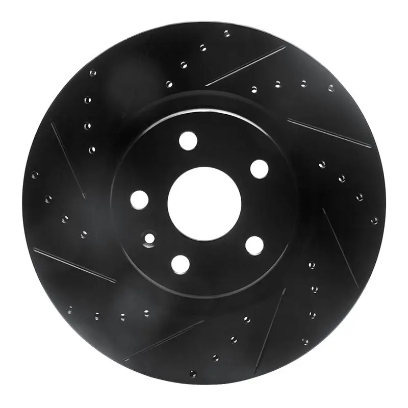 R1 08-17 Cadillac Cts Front Left Drilled & Slotted Black Brake Rotor 1
