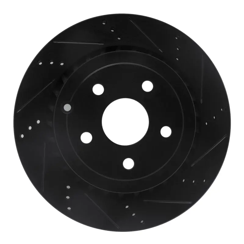 R1 08-17 Chevrolet Ss Rear Right Drilled & Slotted Black Brake Rotor 1