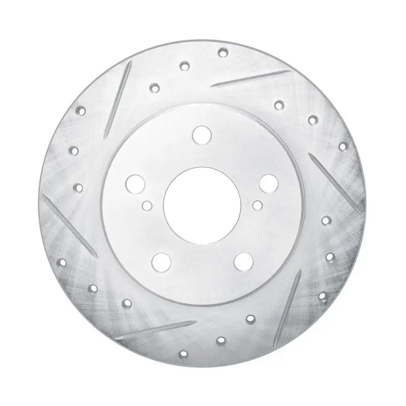R1 08-18 Pontiac Vibe Rear Left Drilled & Slotted Silver Brake Rotor 1