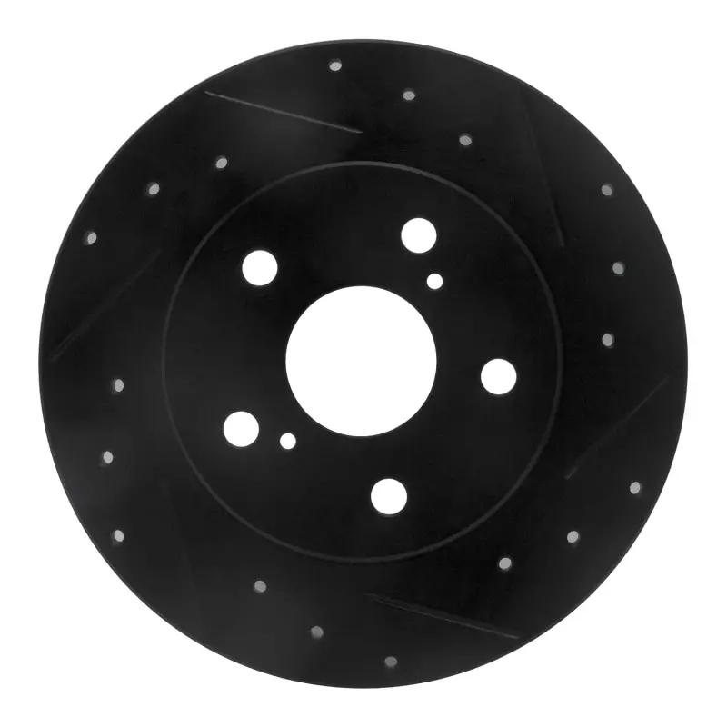 R1 08-18 Pontiac Vibe Rear Right Drilled & Slotted Black Brake Rotor 1