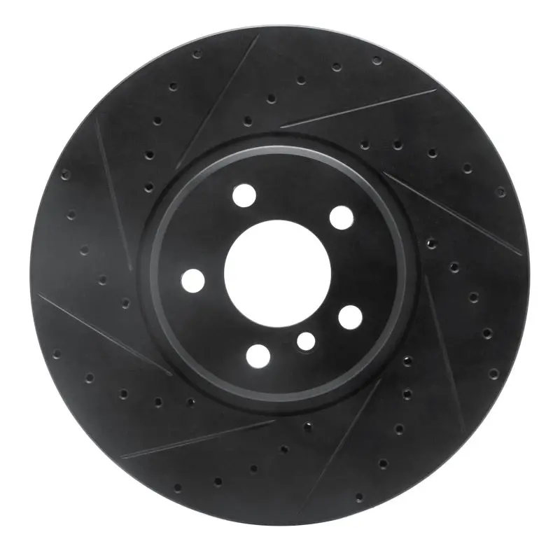 R1 08-19 Bmw X5 Front Left Drilled & Slotted Black Brake Rotor 1