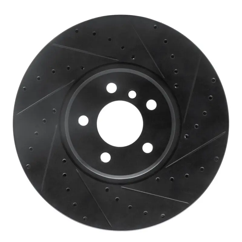 R1 08-19 Bmw X5 Front Right Drilled & Slotted Black Brake Rotor 1