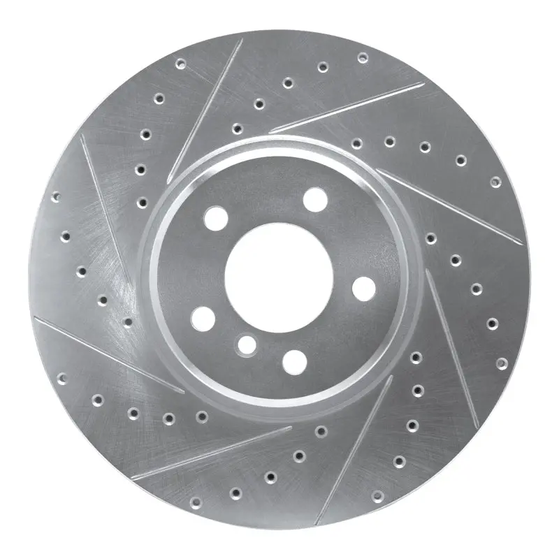 R1 08-19 Bmw X6 Front Left Drilled & Slotted Silver Brake Rotor 1