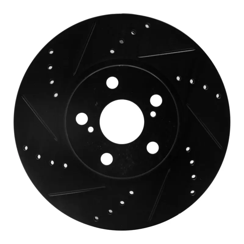 R1 08-19 Pontiac Vibe Front Left Drilled & Slotted Black Brake Rotor 1