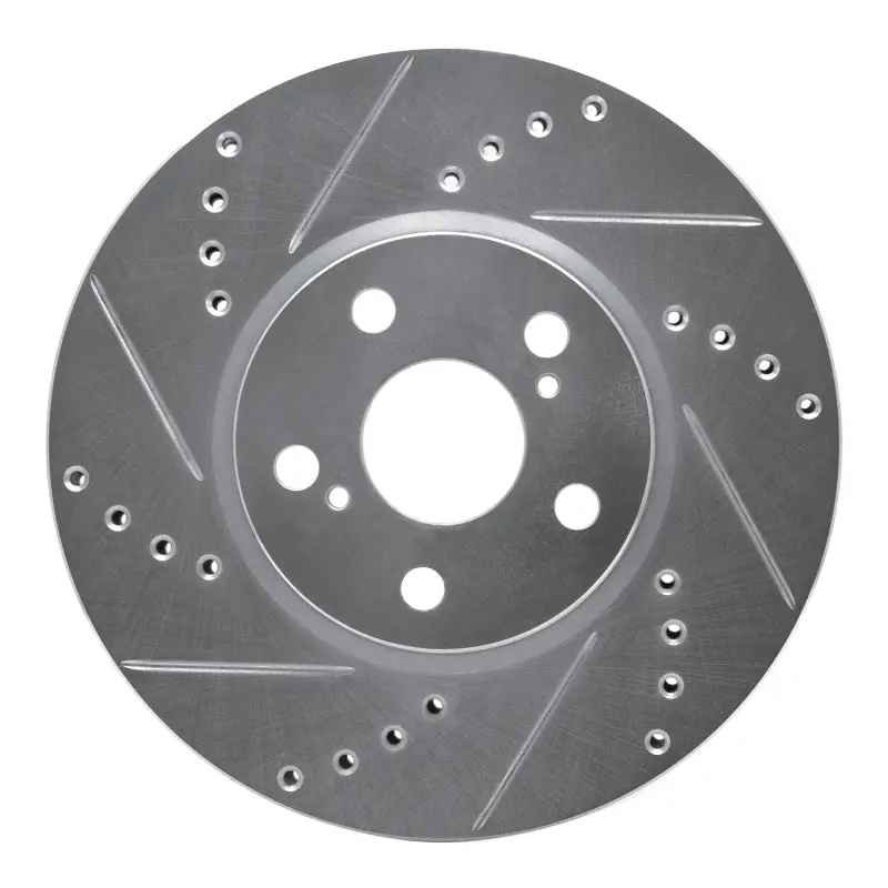 R1 08-19 Pontiac Vibe Front Left Drilled & Slotted Silver Brake Rotor 1