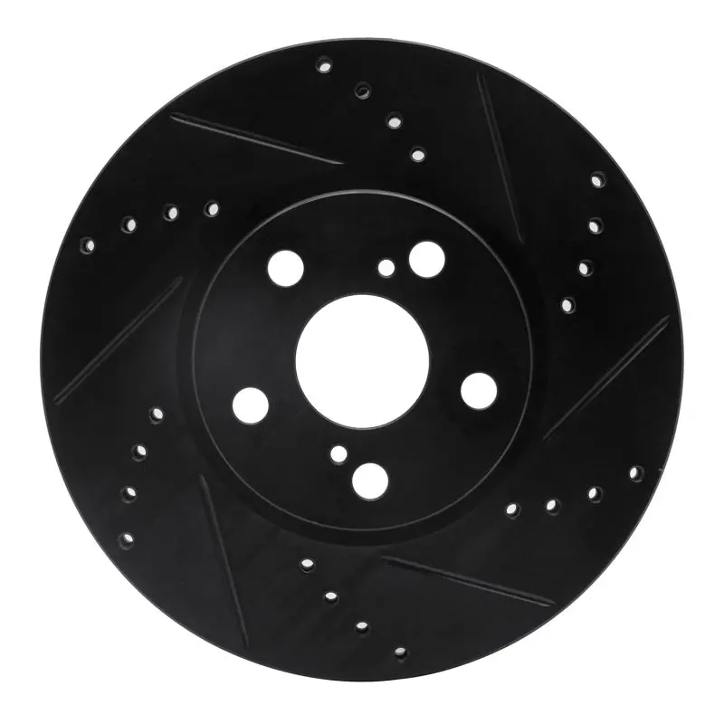 R1 08-19 Pontiac Vibe Front Right Drilled & Slotted Black Brake Rotor 1