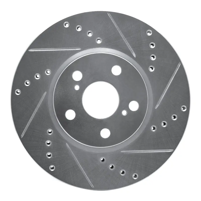 R1 08-19 Pontiac Vibe Front Right Drilled & Slotted Silver Brake Rotor 1