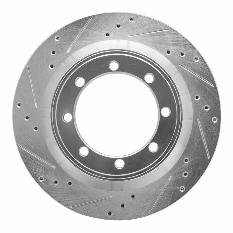 R1 08-20 Ford E-Super Duty Rear Left Drilled & Slotted Silver Brake Rotor 1