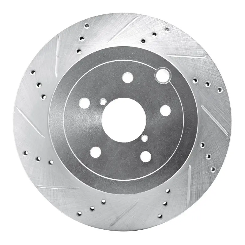 R1 08-20 Subaru Impreza Rear Left Drilled & Slotted Silver Brake Rotor 1
