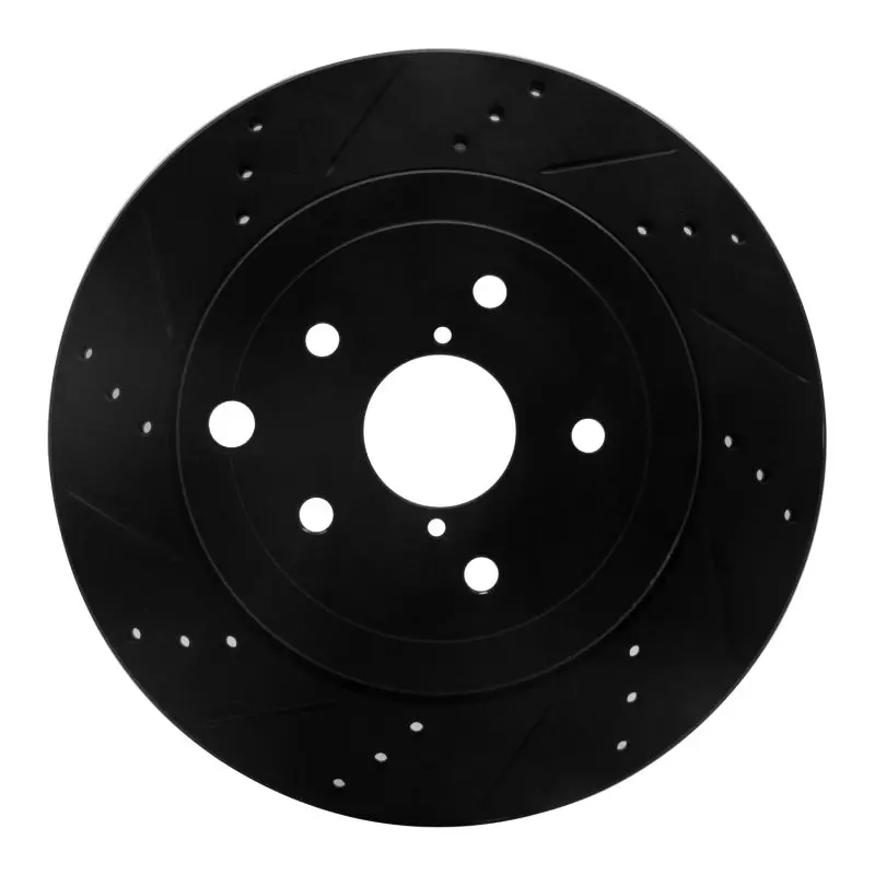 R1 08-20 Subaru Wrx Rear Left Drilled & Slotted Black Brake Rotor 1