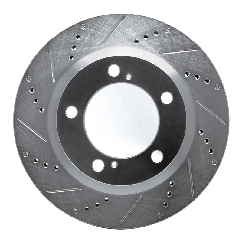 R1 08-21 Lexus Lx570 Front Left Drilled & Slotted Silver Brake Rotor 1
