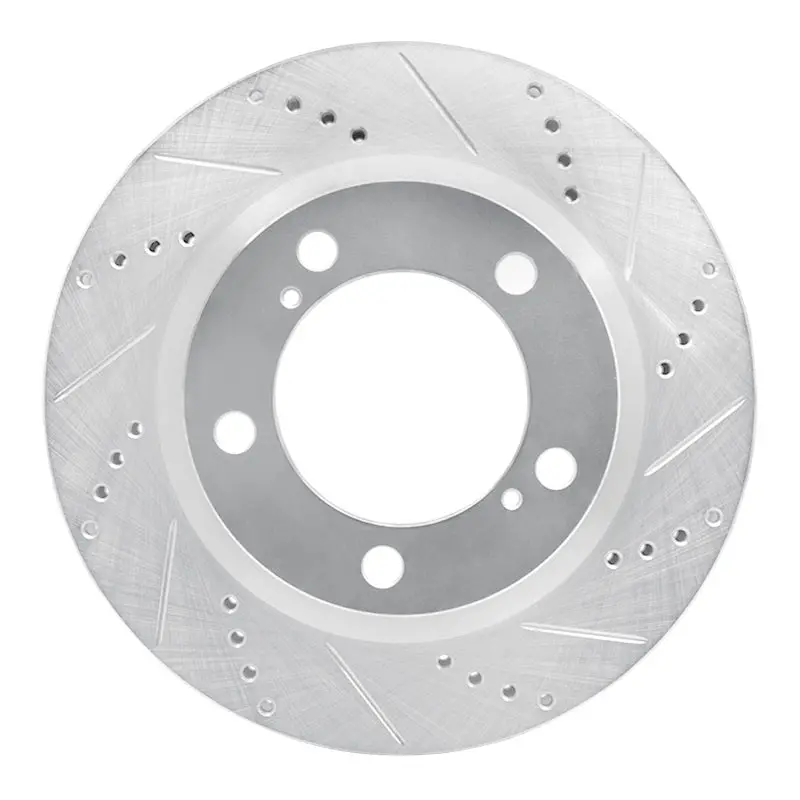 R1 08-21 Lexus Lx570 Front Right Drilled & Slotted Silver Brake Rotor 1