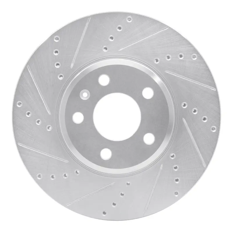 R1 08-25 Audi A4 Quattro Front Left Drilled & Slotted Silver Brake Rotor 1