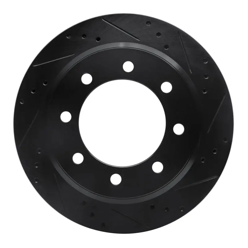 R1 08-25 Ford E-150 Rear Right Drilled & Slotted Black Brake Rotor 1