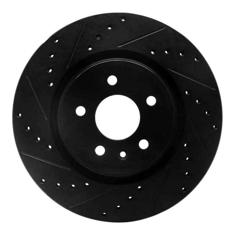 R1 09-10 Ford Taurus Sho Front Left Drilled & Slotted Black Brake Rotor 1