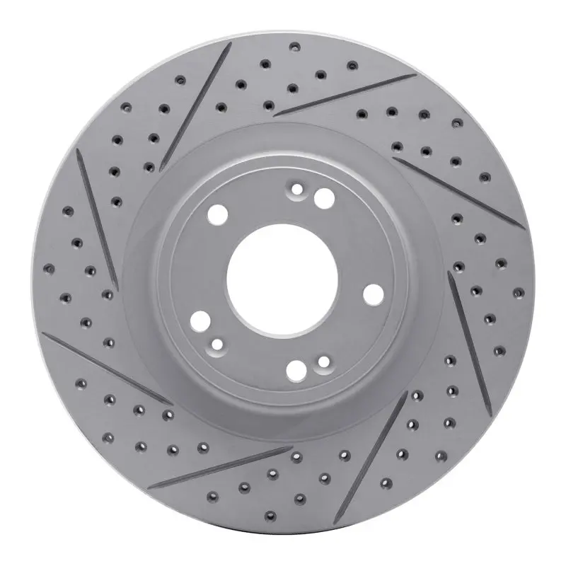 R1 09-11 Hyundai Genesis Sedan Front Left Drilled & Slotted Geo-Carbon Rotor 1