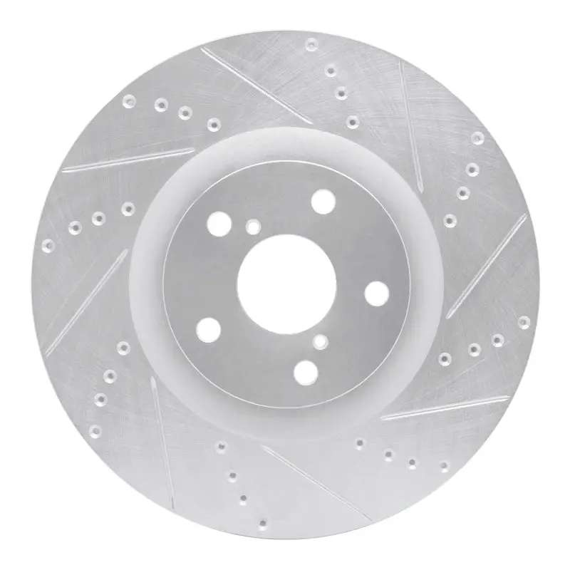 R1 09-11 Lexus Gs450h Right Front Drilled & Slotted Silver Brake Rotor 1