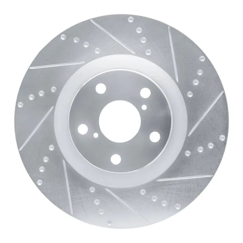 R1 09-11 Lexus Is350 Left Front Drilled & Slotted Silver Brake Rotor 1