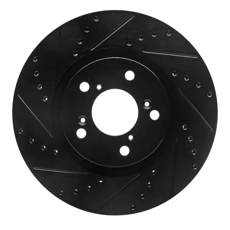 R1 09-14 Acura Tl Front Left Drilled & Slotted Black Brake Rotor 1
