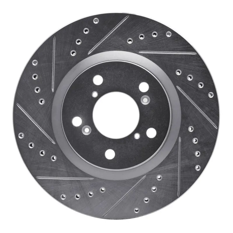 R1 09-14 Acura Tl Front Left Drilled & Slotted Silver Brake Rotor 1