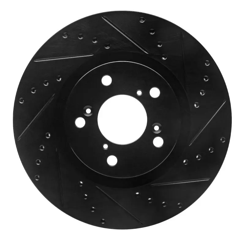 R1 09-14 Acura Tl Front Right Drilled & Slotted Black Brake Rotor 1