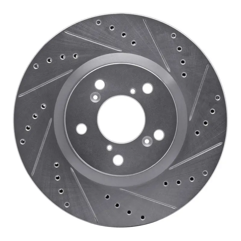 R1 09-14 Acura Tl Front Right Drilled & Slotted Silver Brake Rotor 1