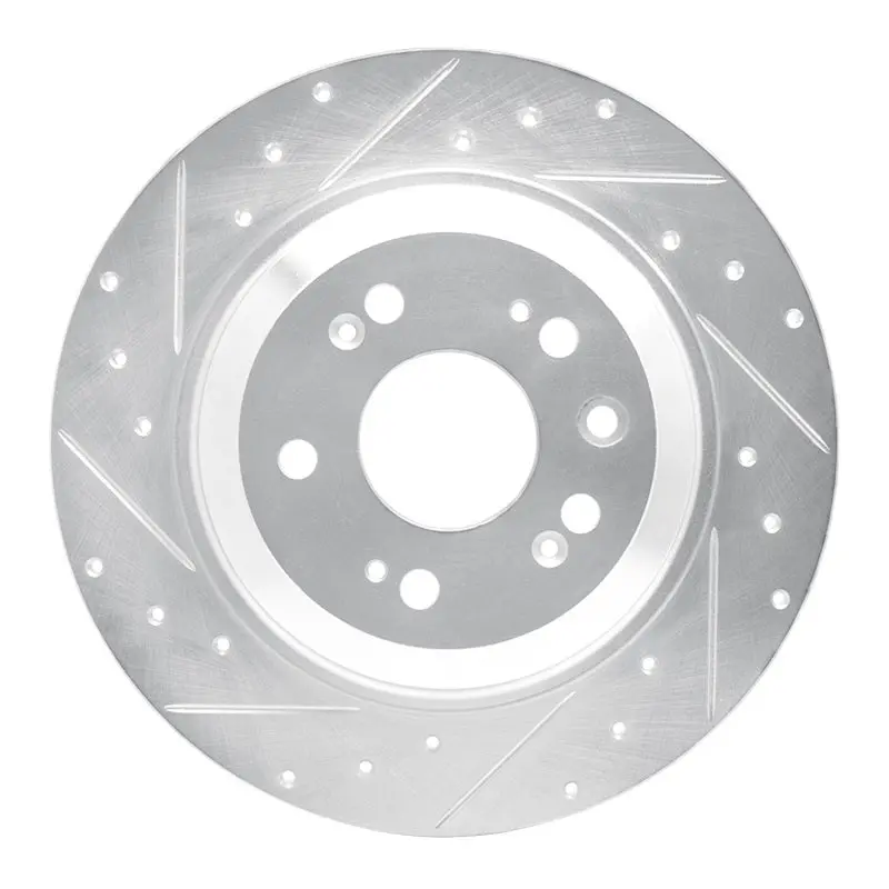 R1 09-14 Acura Tl Rear Left Drilled & Slotted Silver Brake Rotor 1