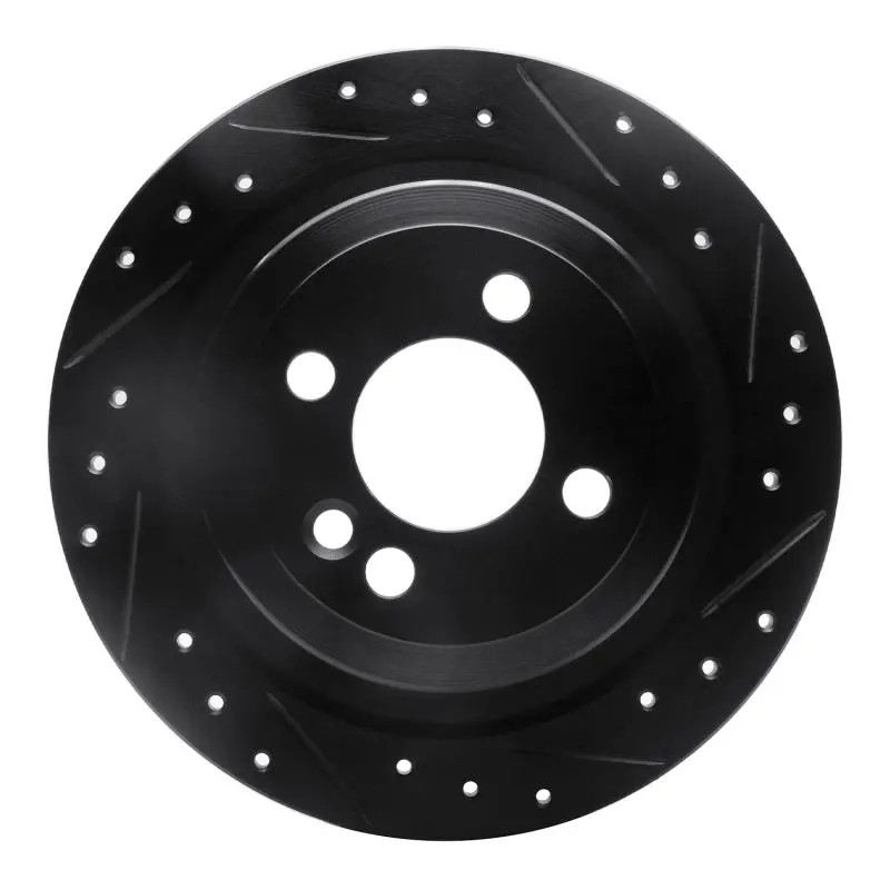 R1 09-14 Mini Cooper (Excl Clubman) Rear Right Drilled & Slotted Black Brake Rotor 1