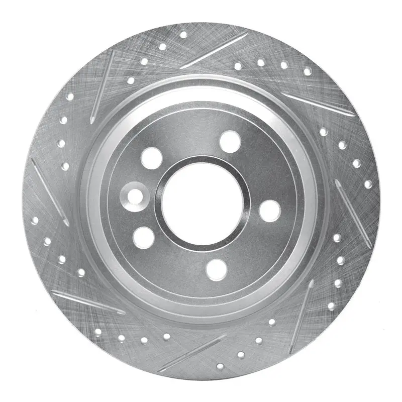 R1 09-15 Ford Focus Rs (Mexico) Rear Left Drilled & Slotted Silver Brake Rotor 1