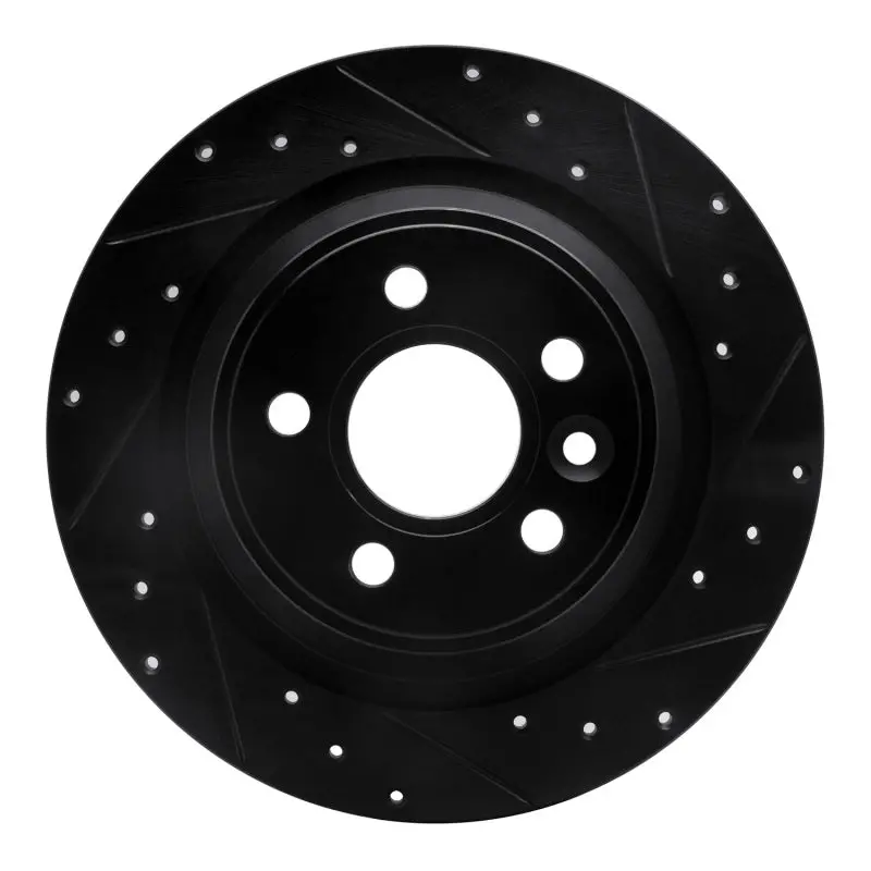 R1 09-15 Ford Focus Rs (Mexico) Rear Right Drilled & Slotted Black Brake Rotor 1