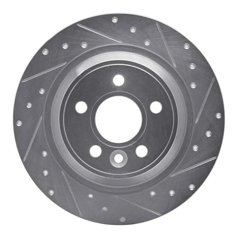 R1 09-15 Ford Focus Rs (Mexico) Rear Right Drilled & Slotted Silver Brake Rotor 1