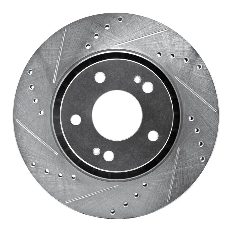 R1 09-15 Mitsubishi Lancer Front Left Drilled & Slotted Silver Brake Rotor 1