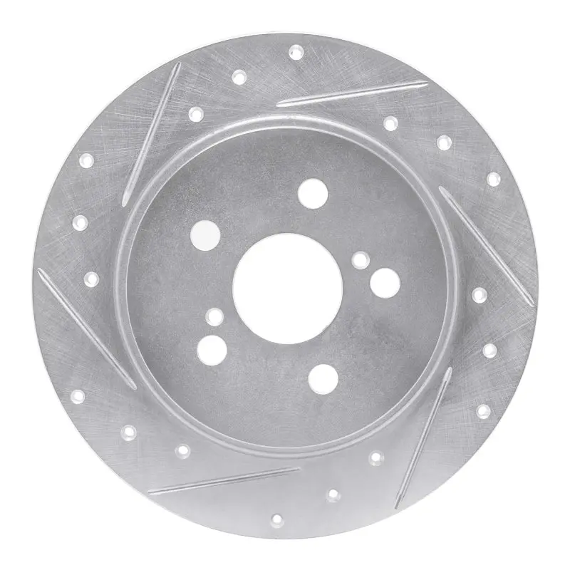R1 09-15 Toyota Corolla (Mexico) Rear Left Drilled & Slotted Silver Brake Rotor 1