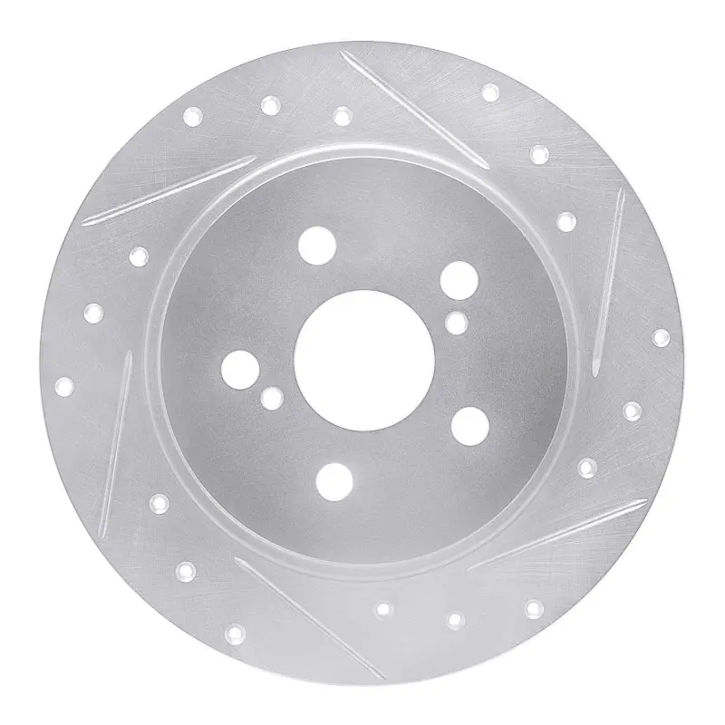 R1 09-15 Toyota Corolla (Mexico) Rear Right Drilled & Slotted Silver Brake Rotor 1