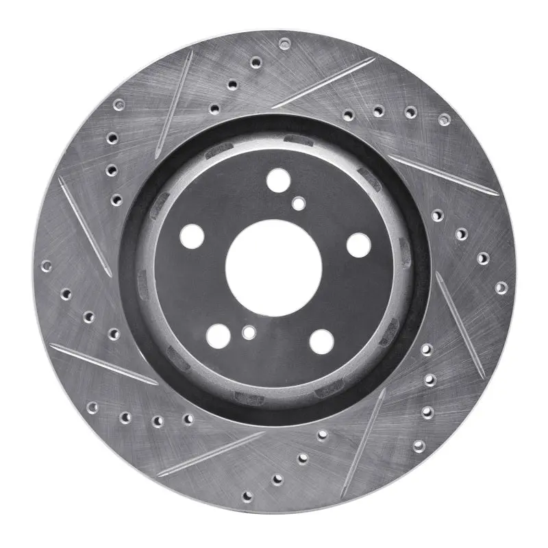 R1 09-15 Toyota Venza Front Left Drilled & Slotted Silver Brake Rotor 1