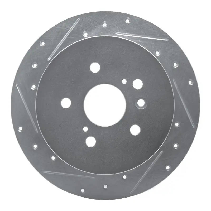 R1 09-15 Toyota Venza Rear Left Drilled & Slotted Silver Brake Rotor 1