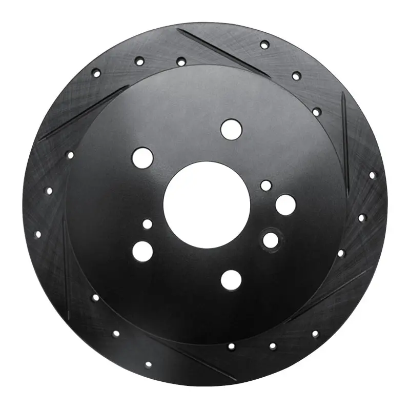 R1 09-15 Toyota Venza Rear Right Drilled & Slotted Black Brake Rotor 1