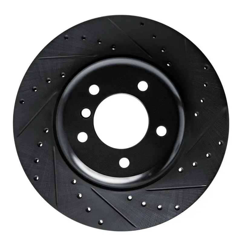 R1 09-16 Bmw Z4 Front Right Drilled & Slotted Black Brake Rotor 1